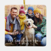 素朴Christmas Red Snowflaks Back Photo セラミックオーナメント (正面)