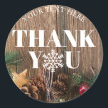 素朴Christmas Thank You Snowflaks ラウンドシール<br><div class="desc">木製素朴とクリスマスの飾り「O」のために立っている雪の結晶とステッカーありがとう。お礼カスタマイズのステッ結婚クは上位文字を名前に置き換えるORあなたのビジネスのために使用する上位文字をビジネス名に置き換えるOR単にあなたの休日の願いと上下の文字を置き換え、それを作るユニーク。デザイン店からユニークの幸せ。お客様のデザインやカスタマイ連絡ズにご希望もしの場合は、当店をご覧ください。</div>
