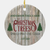 素朴Christmas Tree Farm Your Name セラミックオーナメント (裏面)