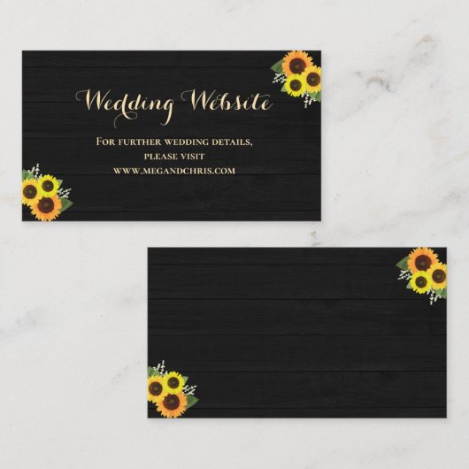 素朴Country Black Sunflowerの結婚ウェブサイト エンクロージャーカード (正面/裏面)