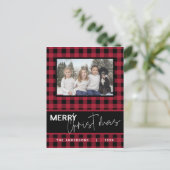 素朴Country Merry Christmas Plaid写真 ポストカード (スタンド正面)