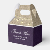 素朴Country Purple Burlap 結婚's Thank You フェイバーボックス (裏面サイド)