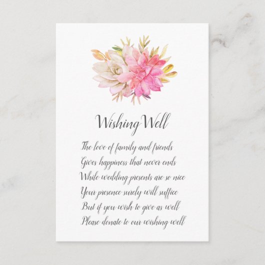 素朴Desert結婚 Succulentsのwishing wellカード エンクロージャーカード (正面)