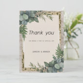 素朴eucalyptus植物緑ありがとう 招待状 (スタンド正面)