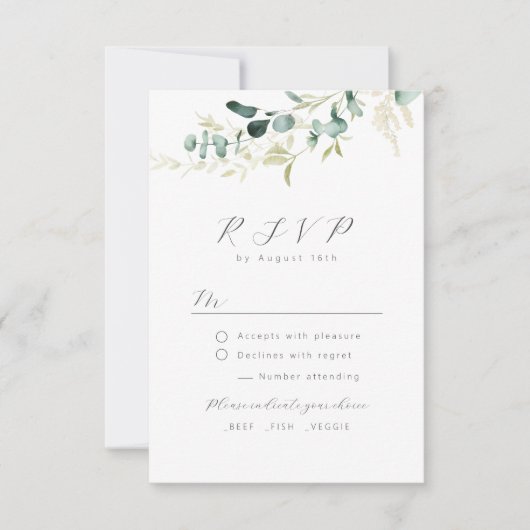 素朴eucalyptus greenery boho wedding RSVP (正面)