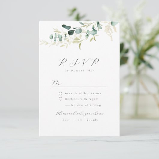 素朴eucalyptus greenery boho wedding RSVP (スタンド正面)