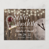 素朴Fairytale結婚's Barn Wood Save the Date 案内ポストカード (正面)