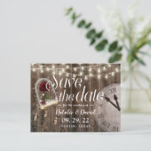 素朴Fairytale結婚's Barn Wood Save the Date 案内ポストカード (スタンド正面)