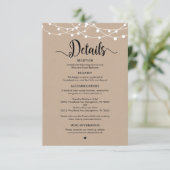 素朴Farm String Lightsデザイン、の結婚詳細 エンクロージャーカード (スタンド正面)