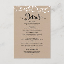 素朴Farm String Lightsデザイン、の結婚詳細 エンクロージャーカード