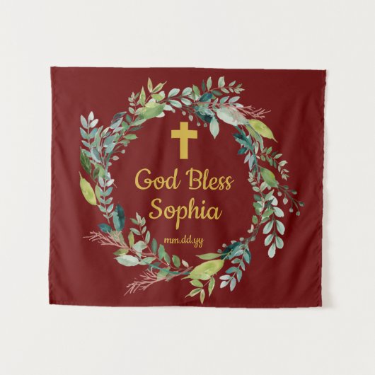 素朴First Communion Backdrop装飾金ゴールド タペストリー (正面(横))