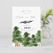 素朴Forest Mountain日付を保存結婚する 招待状 (スタンド正面)