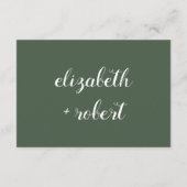 素朴Green Minimalist Script Kriqui結婚's エンクロージャーカード (裏面)