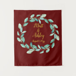 素朴Greeneryの結婚フォトブース背景プロップ タペストリー