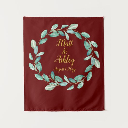 素朴Greeneryの結婚フォトブース背景プロップ タペストリー (正面)