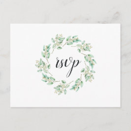 素朴Greenery Eucalyptus RSVP w Meal Choice インビテーションポストカード