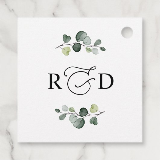 素朴Greenery Monogram結婚's Thank You フェイバータグ (裏面)