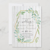 素朴Greenery on Driftwood Budget結婚's 招待状 (正面)