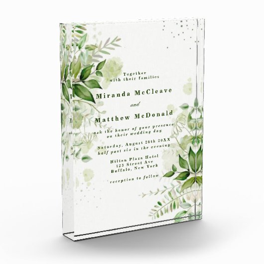 素朴Greenery Vineyard Keepsake Wedding Invite フォトブロック (左)