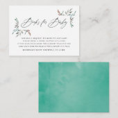 素朴Greenery Winter Baby Shower Book Request エンクロージャーカード (正面/裏面)