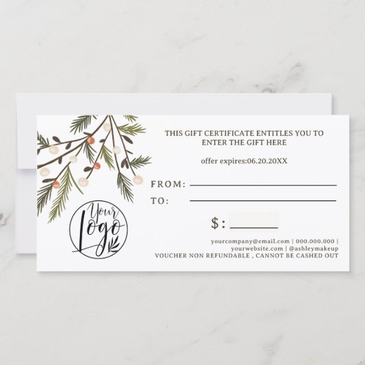 素朴Greenery Winter Holiday Christmasロゴ (裏面)