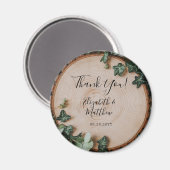 素朴Greenery & Wood Slice結婚 S Thank You マグネット (正面/裏面)