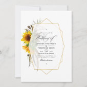 素朴Herbarium Sunflowers Bohemian結婚's 招待状 (正面)