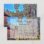 素朴Horse Corral Country Weding RSVPカード (正面/裏面)