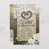 素朴Horse Shoe Lace Drink Be食べ Sのドッ結婚ク 招待状 (正面/裏面)