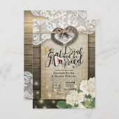 素朴Horse Shoe Lace Drink Be食べ Sのドッ結婚ク 招待状 (正面/裏面)