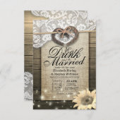 素朴Horse Shoe Lace Drink Be食べ Sのドッ結婚ク 招待状 (正面/裏面)