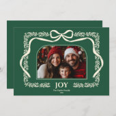 素朴Joy Christmas Bow Ribbonフォトフレーム 招待状 (正面/裏面)