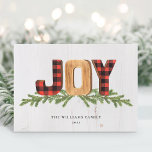 素朴Joy Christmas Non-Photo シーズンカード<br><div class="desc">この喜びの休日のデザインであなたの友人と家族の幸せなユニーク休暇の季節を望む。あなたの休日の挨拶と家族の名前でパーソナライズ。</div>