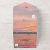 素朴Lake Sunset Lakeside +あなたの写真結婚の オールインワン招待状 (外側)