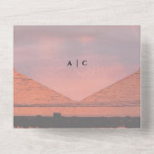 素朴Lake Sunset Lakeside +あなたの写真結婚の オールインワン招待状 (裏面)