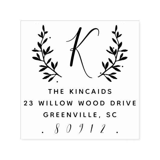 素朴laurelスクリプトモノグラム差出人住所 セルフインキングスタンプ (デザイン)