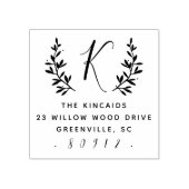 素朴laurelスクリプトモノグラム差出人住所 ラバースタンプ (インプリント)