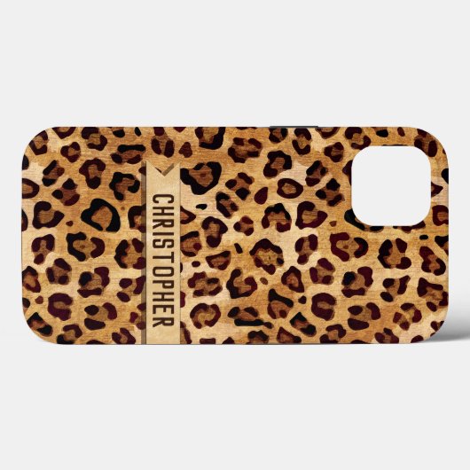 素朴Leopard Print Skin Add Name Case-Mate iPhoneケース (裏面 (横))