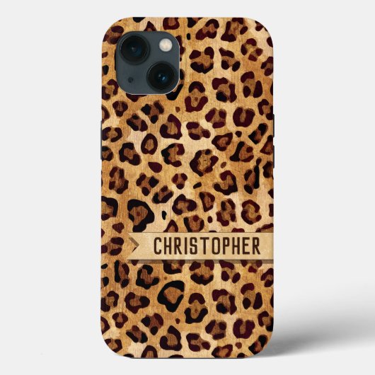 素朴Leopard Print Skin Add Name Case-Mate iPhoneケース (裏面)