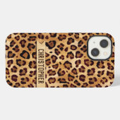 素朴Leopard Print Skin Add Name iPhoneケース (裏面横)