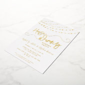 素朴Light String白引っ越し祝いパーティーパーティー金ゴールド 箔招待状 (回転した状態)