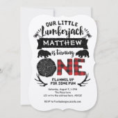 素朴Lumberjack, Woodland, Boy, First誕生日 招待状 (正面)