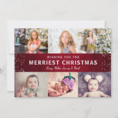 素朴Maroon Red Winter Christmas Photo Collage シーズンカード (正面)