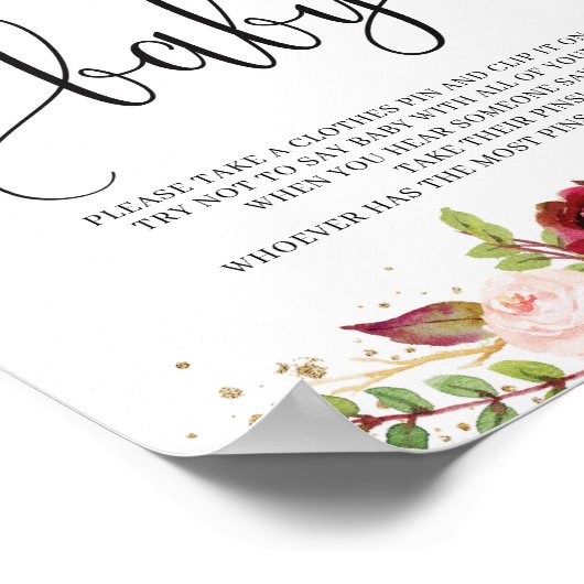 素朴marsala burgundyはベビーのサインゲームと言わない ポスター (角)