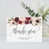 素朴marsala burgundyフローラ金ゴールド赤ちゃんシャワー エンクロージャーカード (スタンド正面)