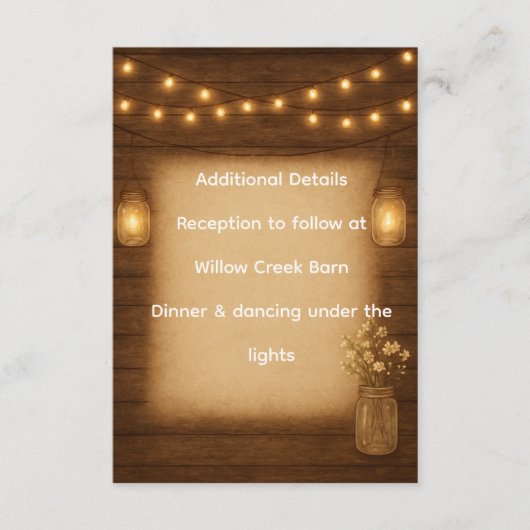 素朴Mason Jarの結婚詳細挿入 エンクロージャーカード (正面)
