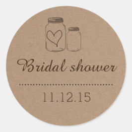 素朴Mason Jar|ハートブライダルシャワー ラウンドシール