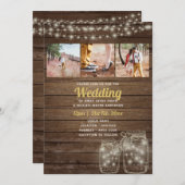 素朴Mason Jar Lightsフォトコラージュ結婚ズ 招待状 (正面/裏面)