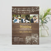 素朴Mason Jar Lightsフォトコラージュ結婚ズ 招待状 (スタンド正面)