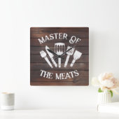'素朴Master of the Metats' - おもしろい BBQ Gift スクエア壁時計 (ホーム)